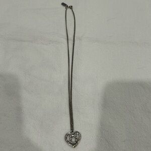 Salvatore Ferragamo Silver Heart & Cubic Zirconia Necklace